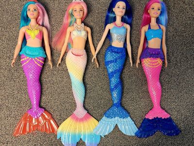 Barbie Mermaid Dolls - Set of 4 with Colorful Hair and Scale Tails