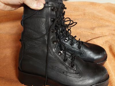 Womens Black boots- Military style, very comfortable- Navy deck boots