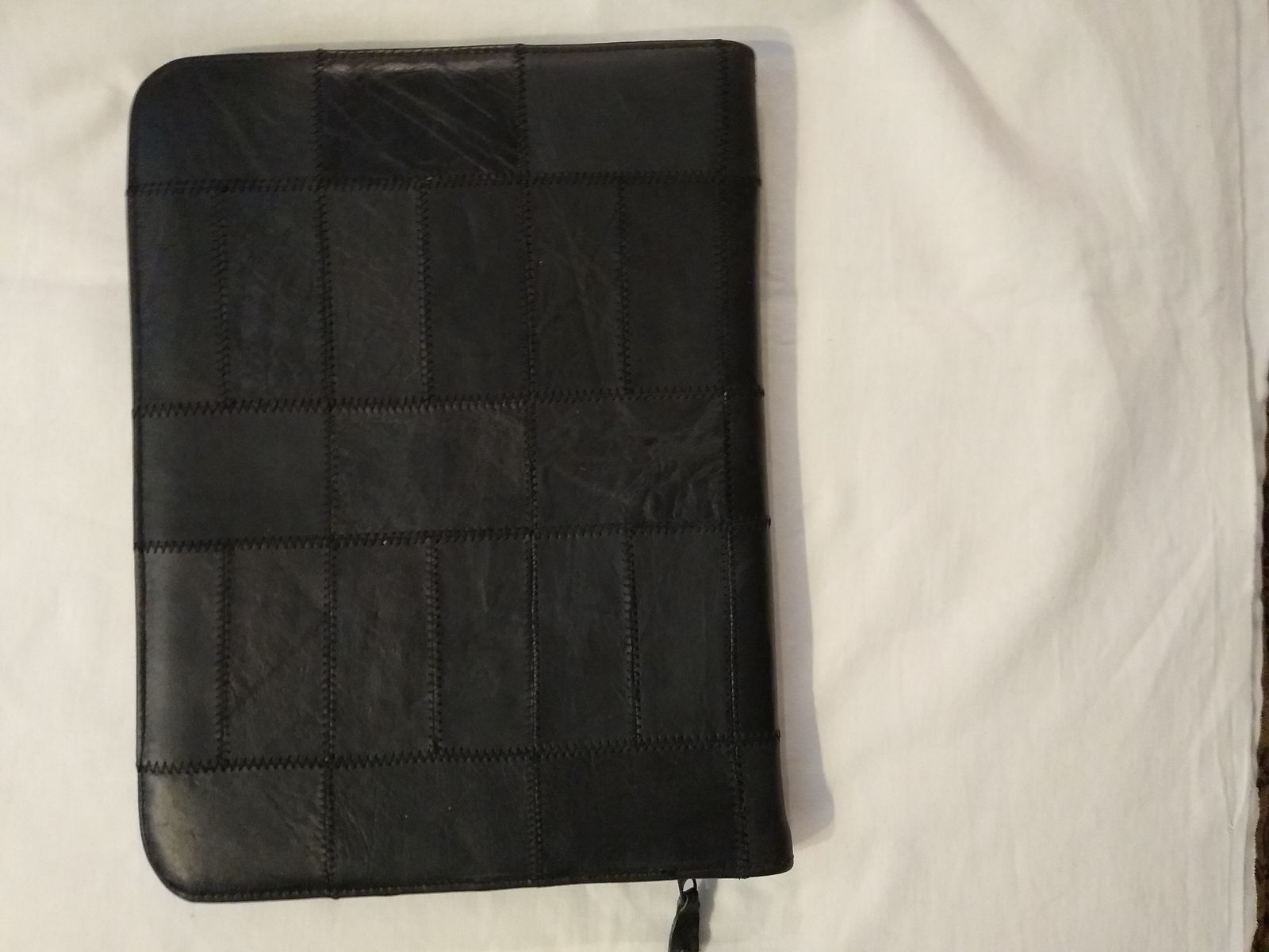 Leather Business Portfolio with Zipper Closure
