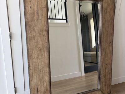 Large Wood-Framed Floor Mirror - Rustic Style