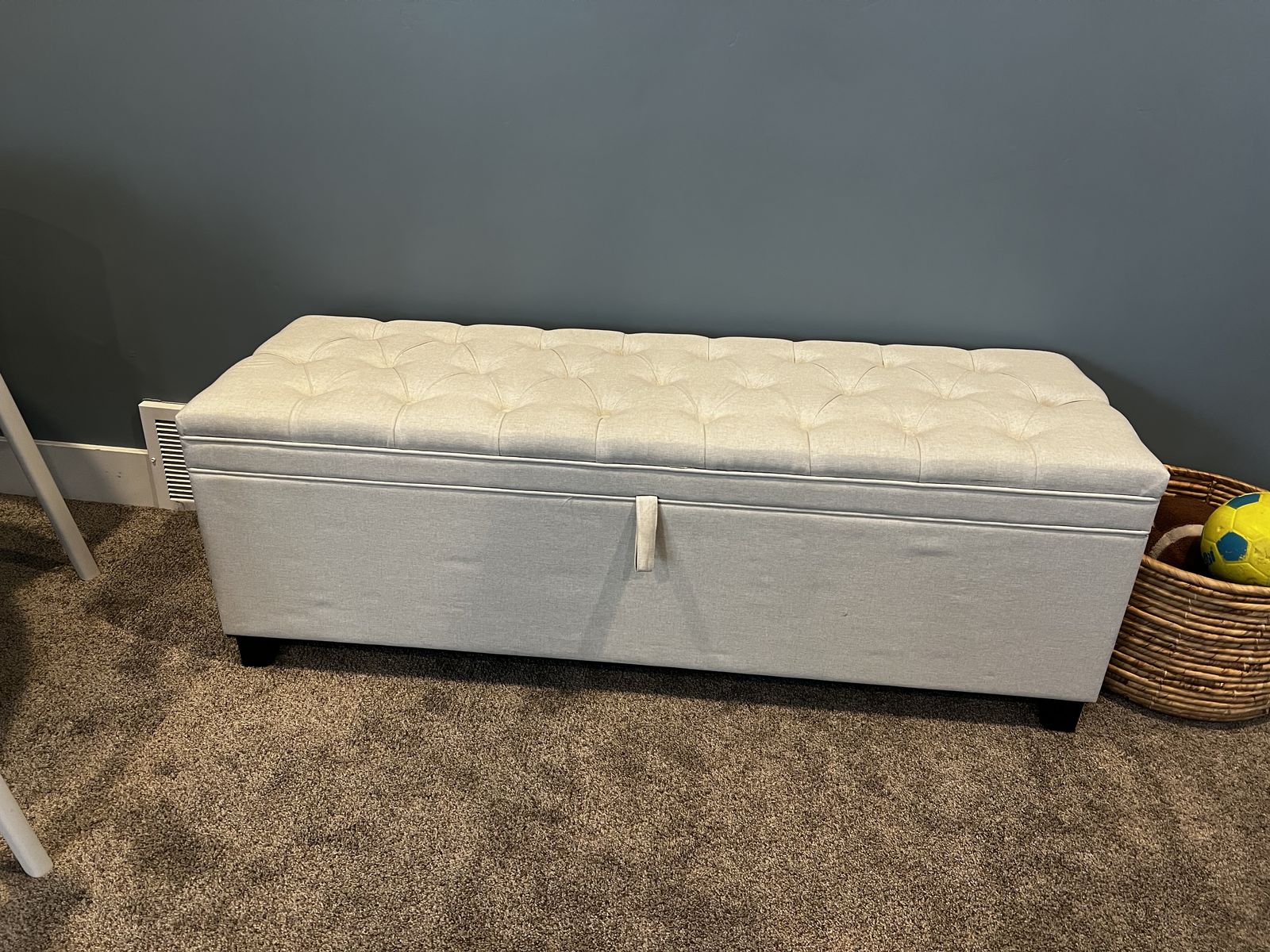 2 cream storage benches