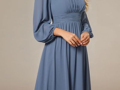 Blue Long Sleeve Dress