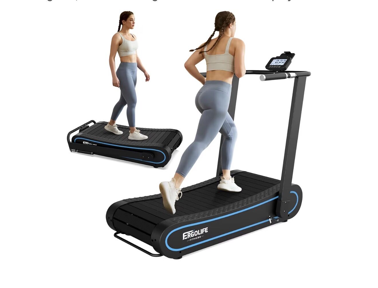 New  Curved Treadmill with Non-Electric Motorized, 2-in-1 Folding Treadmill with APP for Home