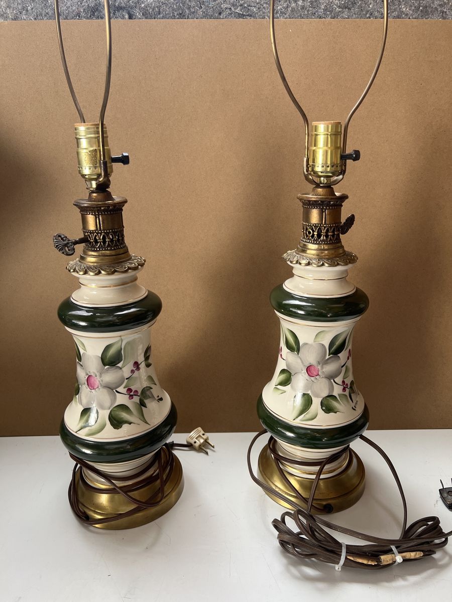 Mid Century Victorian Porcelain Lamps