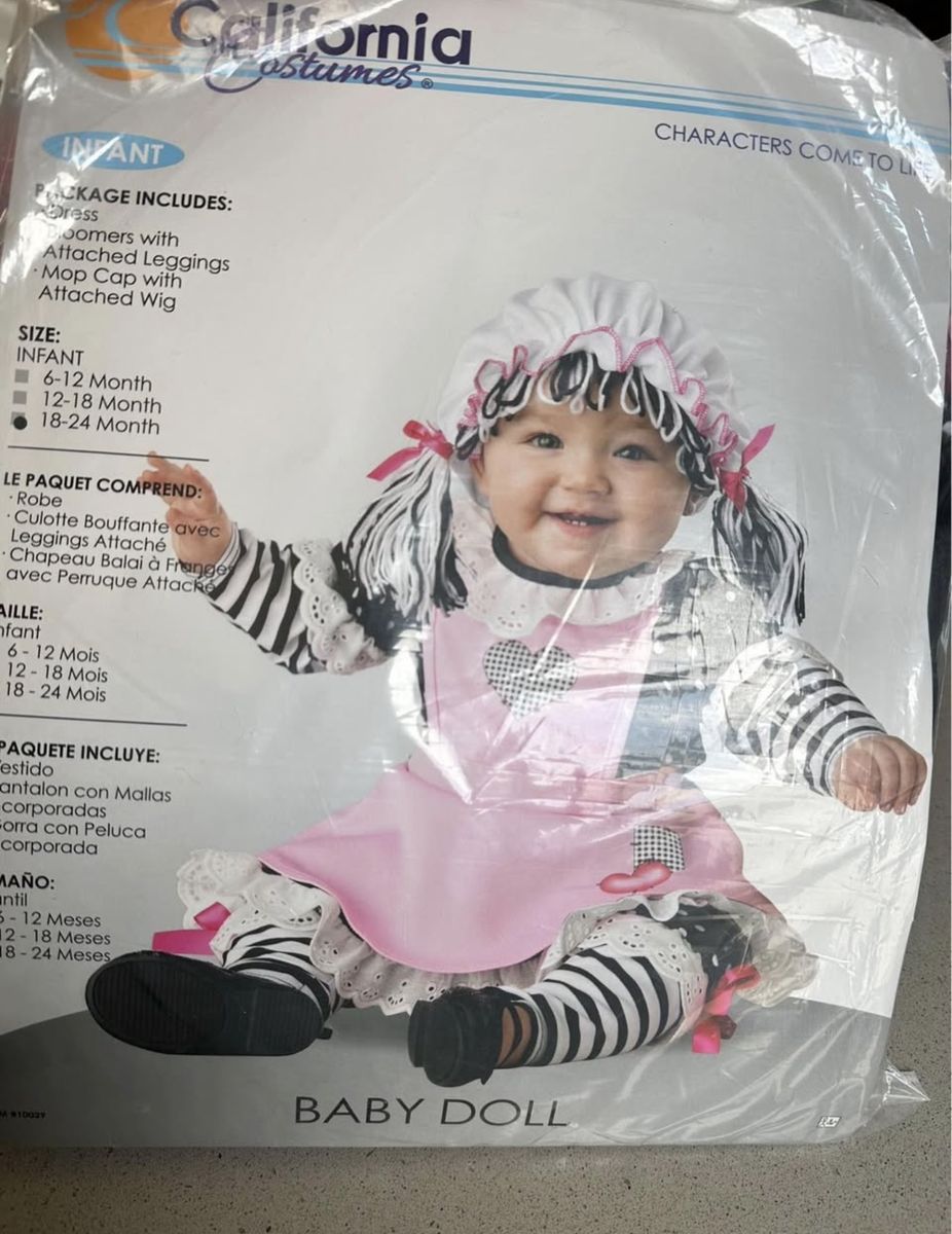 California Costumes Baby Doll Infant Costume, 18-24 Months, Dress, Leggings, Mop Cap & Wig