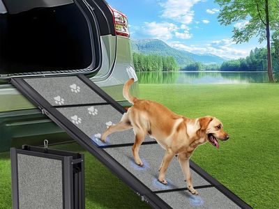 New Large Folding Pet Stair Ramps for Truck, SUV, with Non-Slip Surface, Up to 250LBS