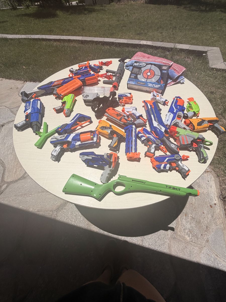 Large Lot of Nerf Blasters (20+) Target Included