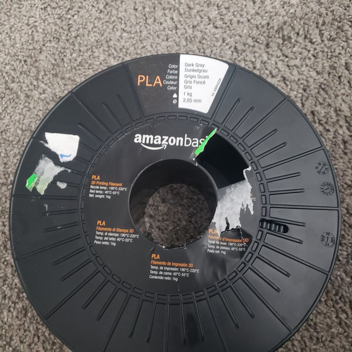 Grey 3d Printer Filament 2.85mm