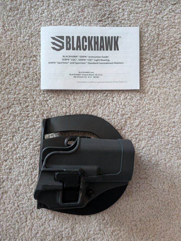 Glock19 size Holster: Blackhawk SERPA CQC Standard Concealment Holster with Belt Loop Platform - Black
