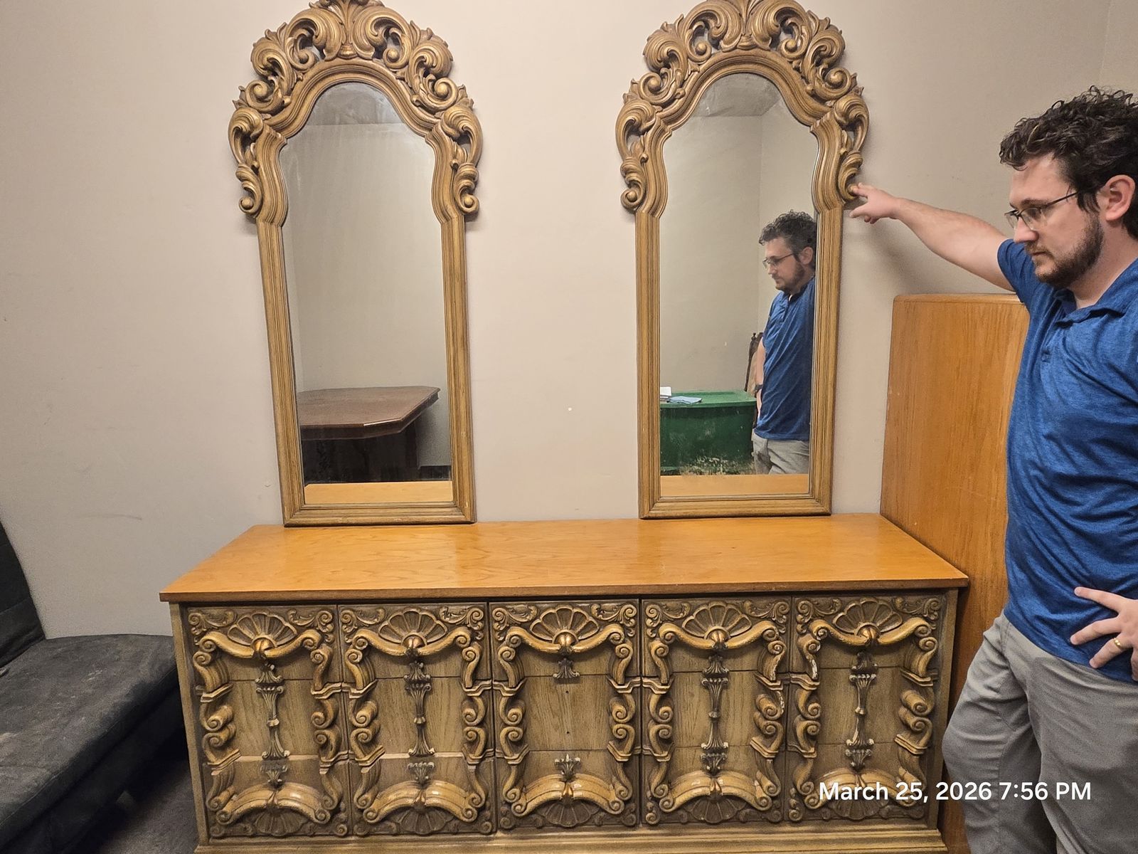 Ornate Dresser With Mirrors