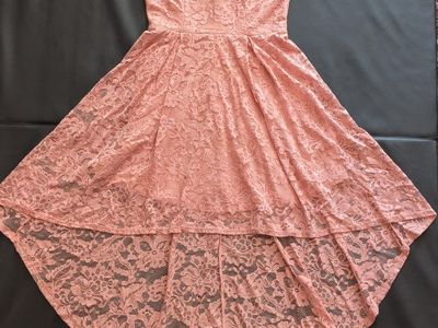Dressystar Pink Lace High-Low Halter Dress Size Large