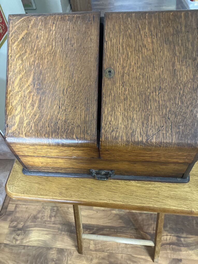 Antique Englidh Oak Slant Front Letter Box