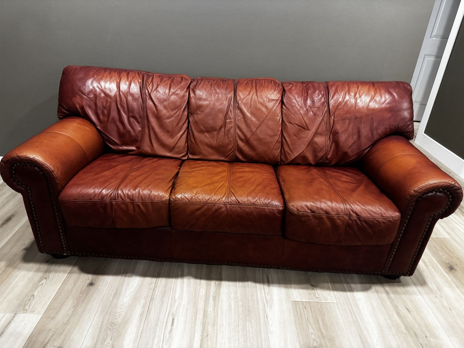 Red Leather Sofa and Loveseat Set 