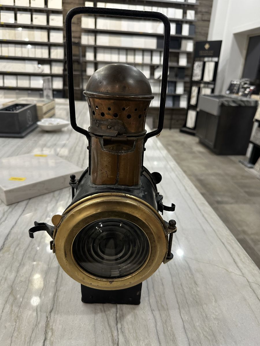 Antique French Railroad Signal Lantern - Historic WWII Caen Normandy SNCF