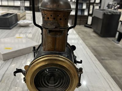 Antique French Railroad Signal Lantern - Historic WWII Caen Normandy SNCF