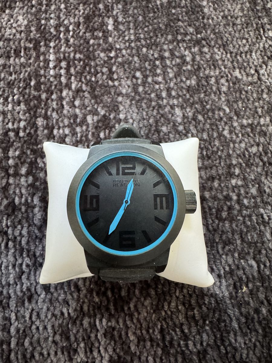 Kenneth Cole Reaction RK1234 Black & Blue Watch – 48mm – New Battery