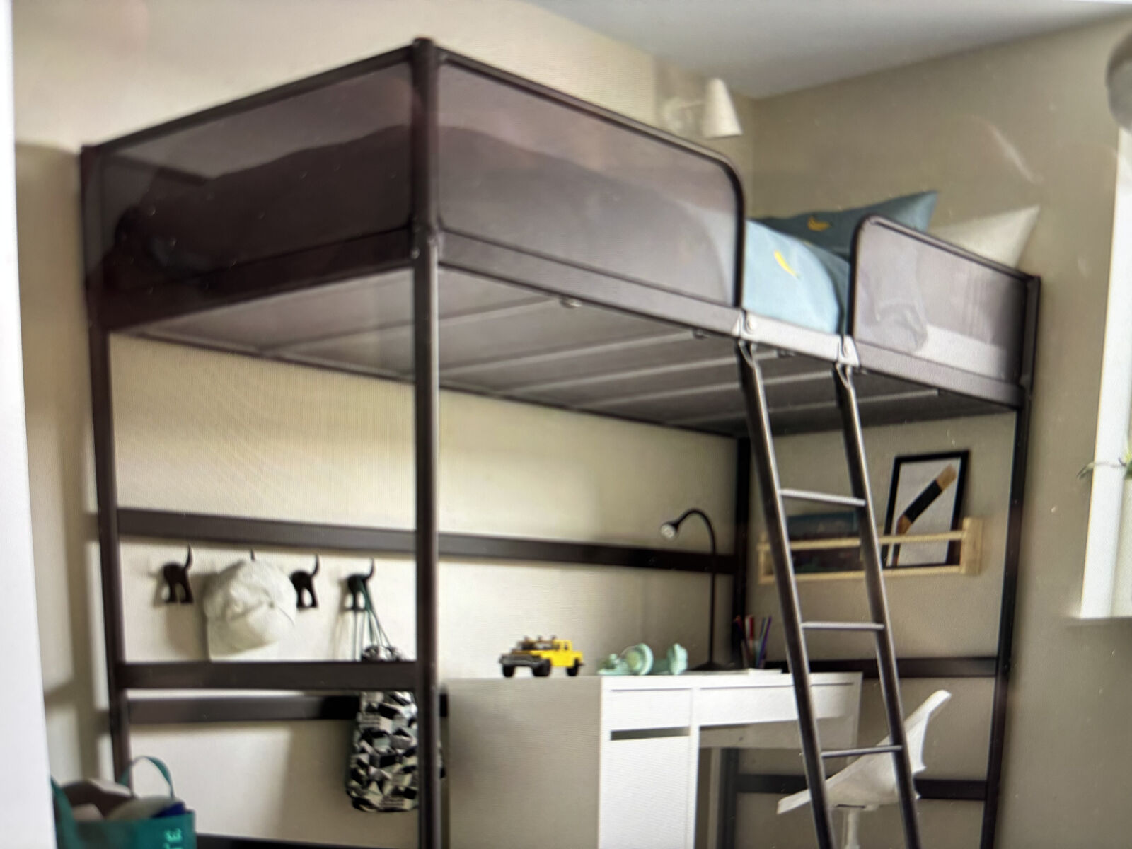 Ikea TUFFING Loft bed frame, dark gray, Twin
