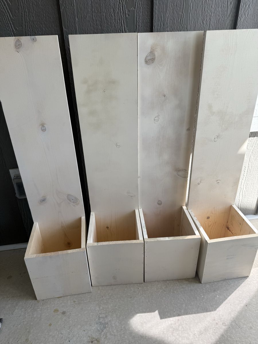 Set of 4 Unfinished Wood Vertical Planters - DIY Garden Decor/Storage