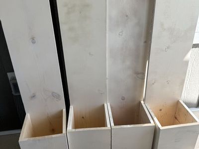 Set of 4 Unfinished Wood Vertical Planters - DIY Garden Decor/Storage
