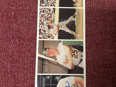 1987 Rookie Hand Signed Mother’s Cookies uncut Sheet of Mark McGwire Oakland A's Rookie Autographed Photo Strip