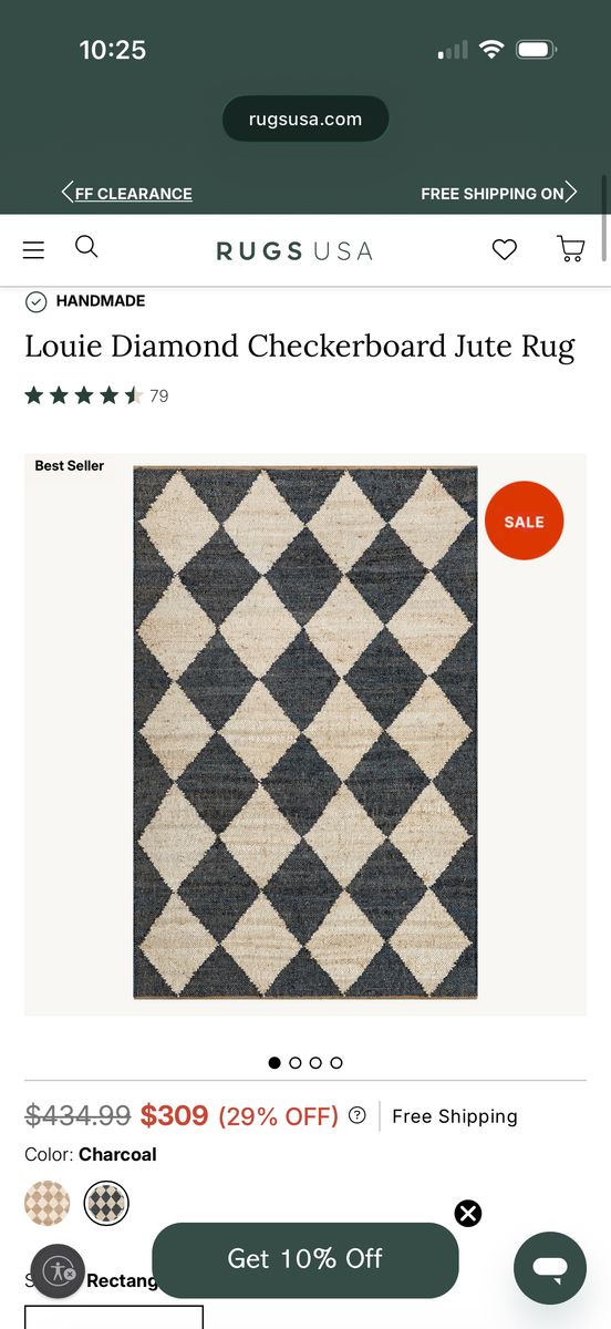 Beautiful 5x8 Louie Diamond Checkerboard Jute Rug