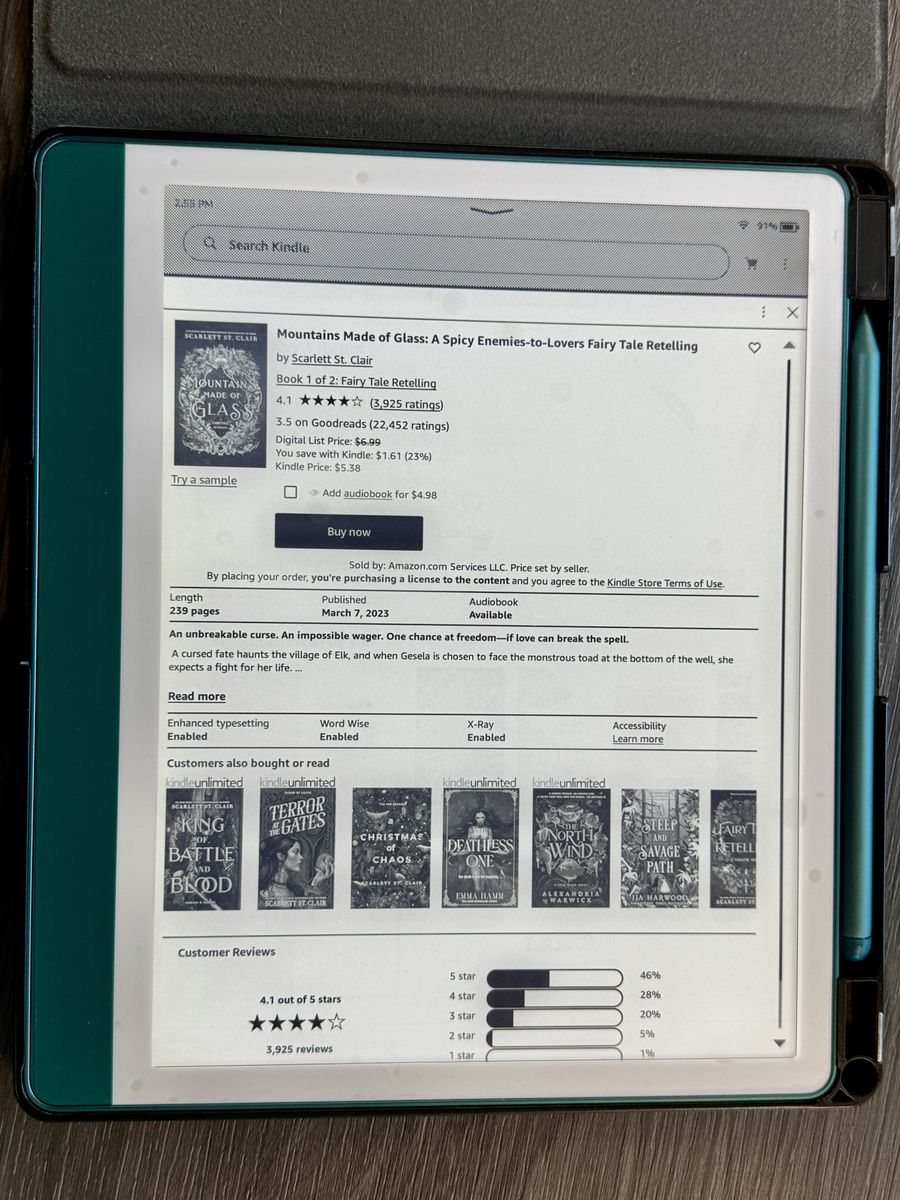 Kindle Scribe Bundle – Like New – Case, Extra Tips, Screen Protectors & Box Included