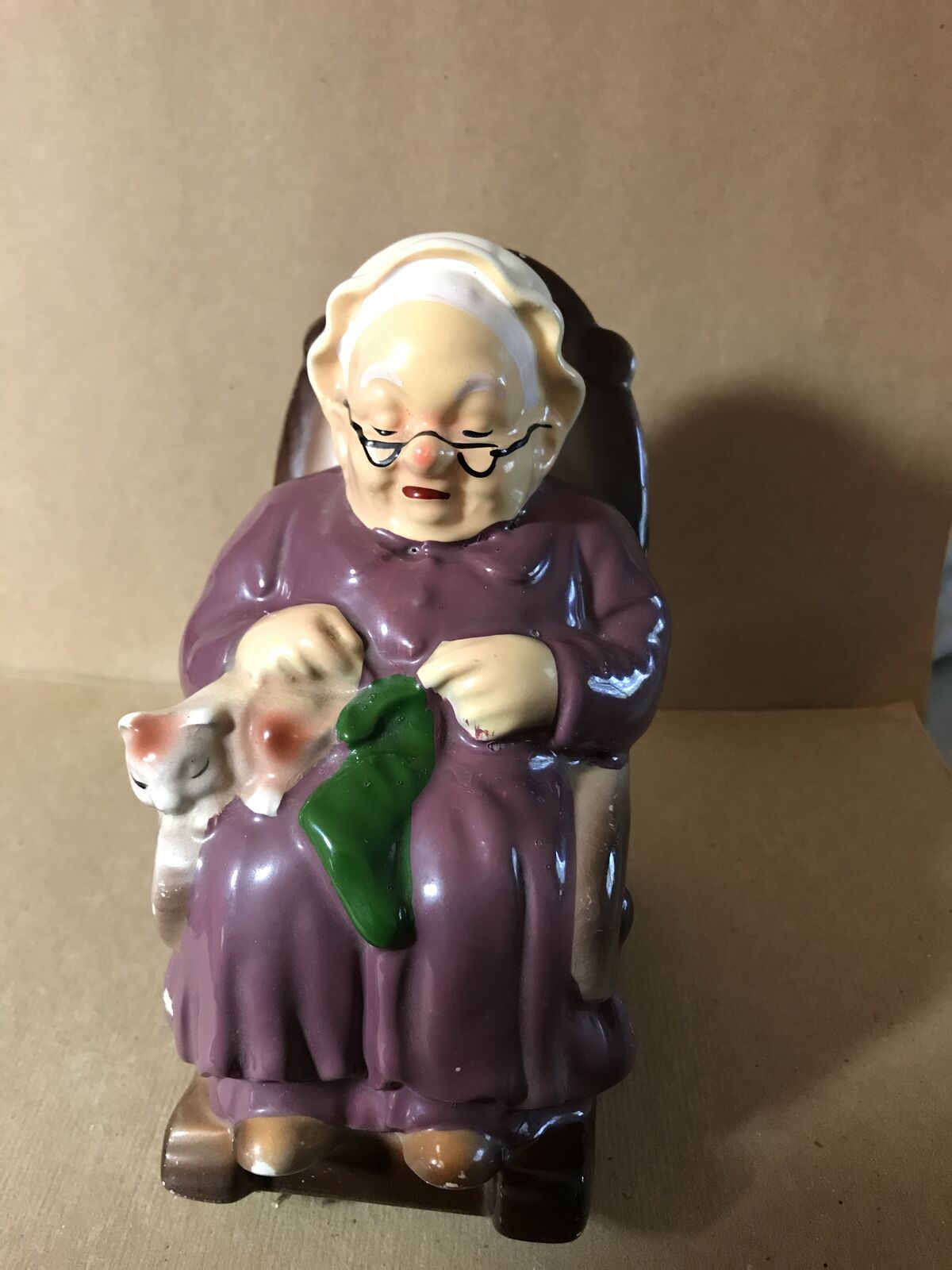 Vintage Lefton Grandma Rocking Chair Retirement Fund Ceramic Bank, Japan