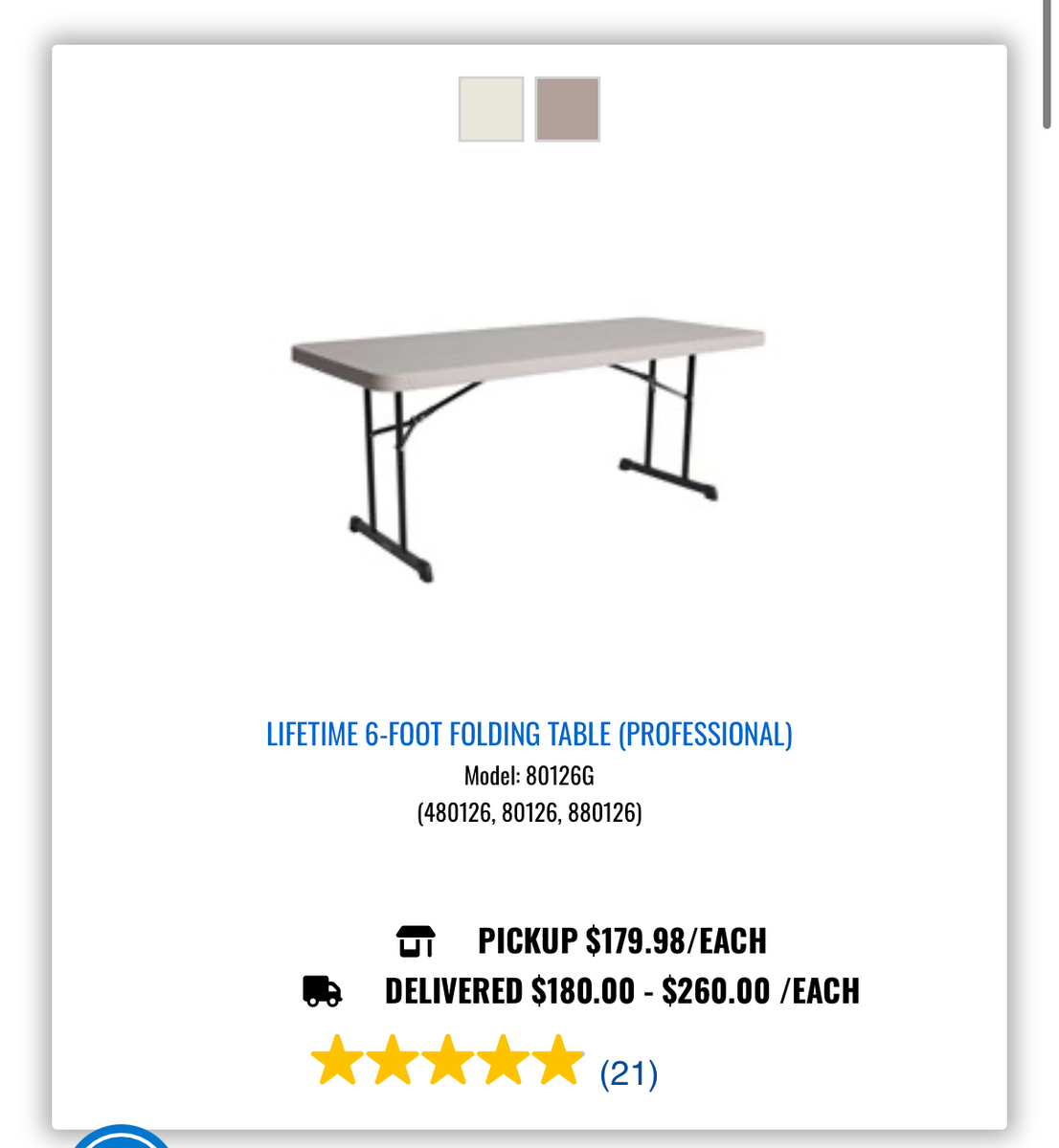 Lifetime Professional 6-Foot Commercial Folding Table