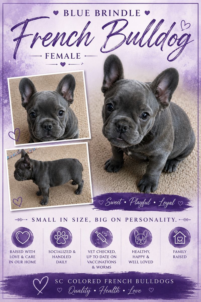 Blue Brindle French Bulldog Puppies - Male & Female, Vet Checked, Family Raised