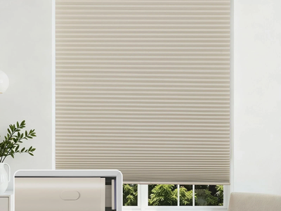 Joydeco No Drill Cordless Cellular Shades 36x64 Light Filtering Honeycomb Beige