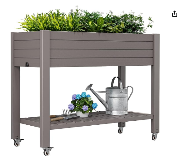 Elevated Raised Garden Bed with Wheels, Planter Box