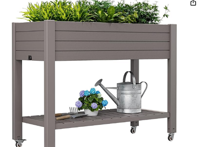 Elevated Raised Garden Bed with Wheels, Planter Box