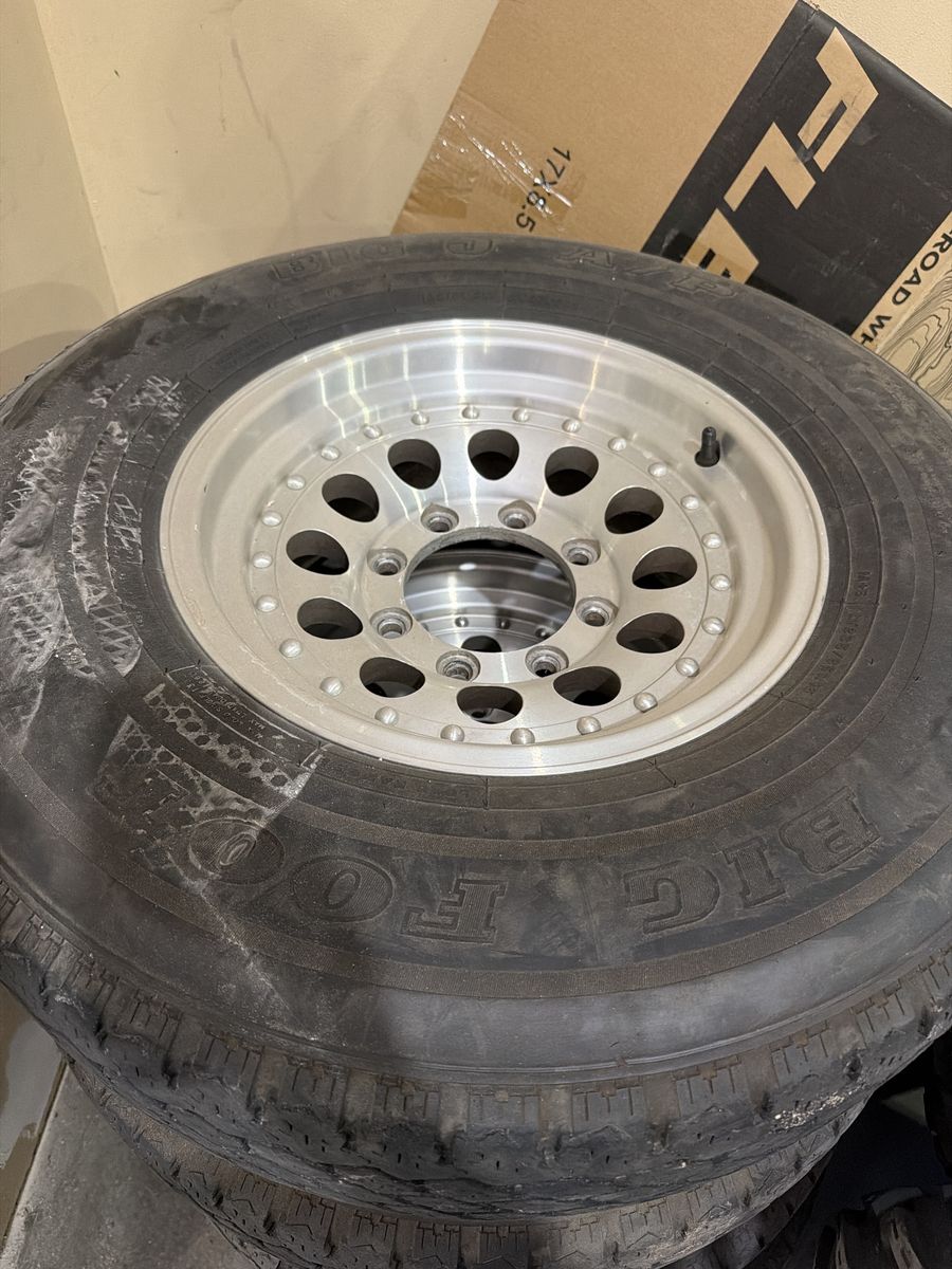 1995 F250 stock wheel set with Goodyear Big Foot Tires with Aluminum Wheels -