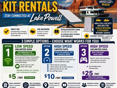 Starlink Kit Rentals - Lake Powell, Camping & Beyond for Communication, Remote Work, and More