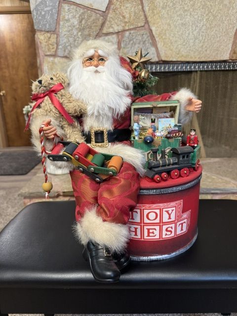 Karen Didion Signature Collection Lighted Toy Chest Santa Christmas Decor