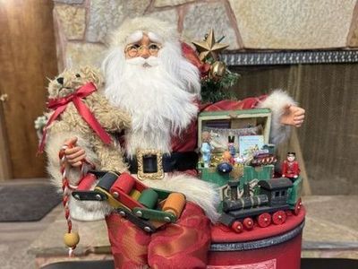 Karen Didion Signature Collection Lighted Toy Chest Santa Christmas Decor
