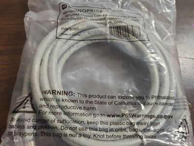 Monoprice Flexboot Cat6 Ethernet Patch Cable - Snagless RJ45, 7ft, Gray (New, Qty 10)