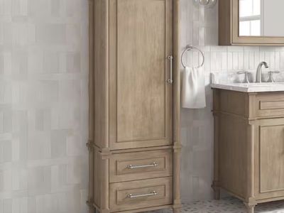 Aberdeen Antique Oak 60” Solid Wood Linen Cabinet – Tall Storage Tower – Brand New