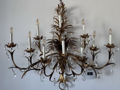 1980s Gold 10- Bulb Wall Sconce Light