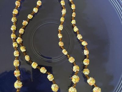 Two Matching 1950's White Italian Glass Beaded Necklaces