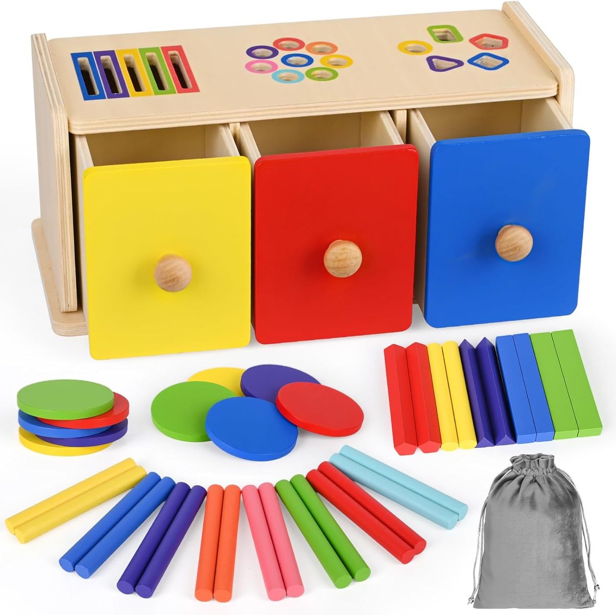 NEW Wooden Montessori Toys for 1+ Year Old, Fine Motor Skills Sensory Preschool Learning Educational Toys