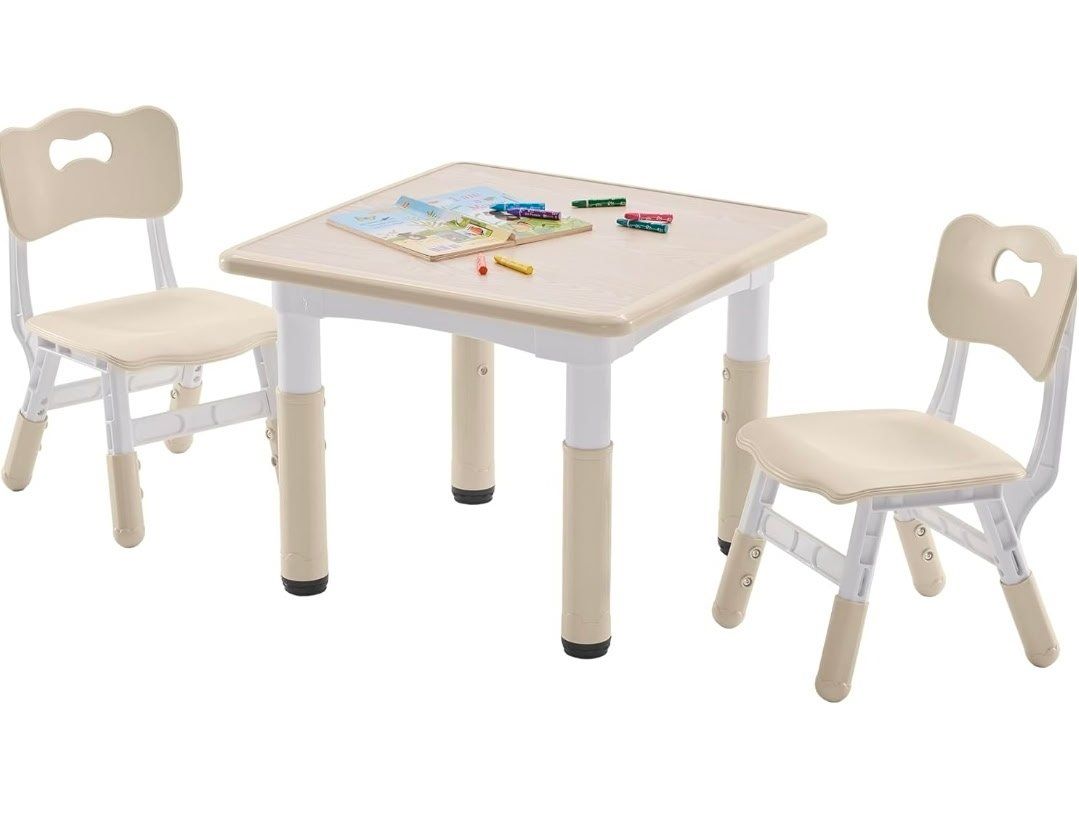 FUNLIO Kids Table and 2 Chairs Set for Ages 3-8, H