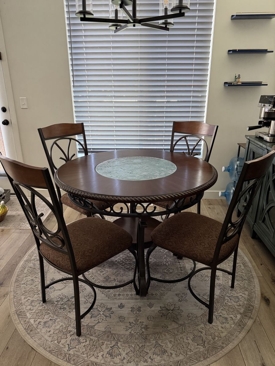 Ashley Furniture Glambrey 5-Piece Dining Set - Round Table w/ 4 Upholstered Chairs