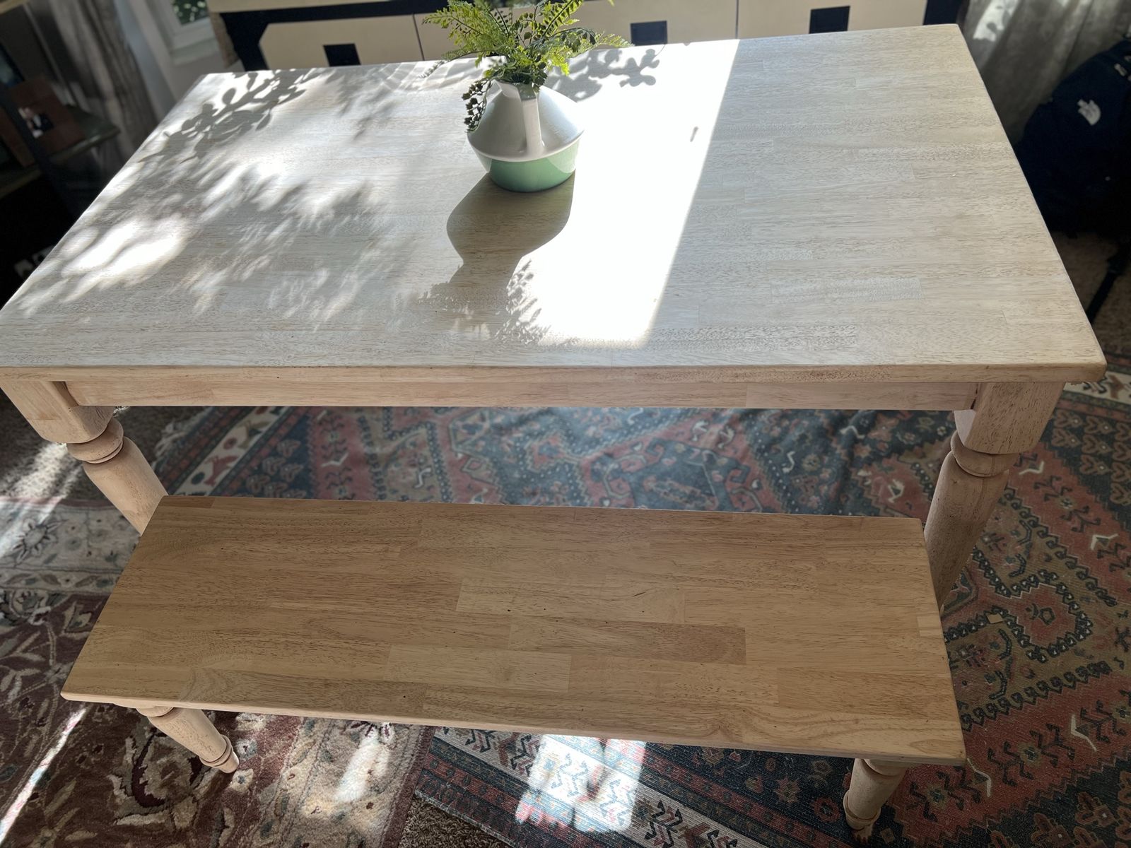 Solid Wood Farmhouse Table & Matching Bench - 5’ Long.