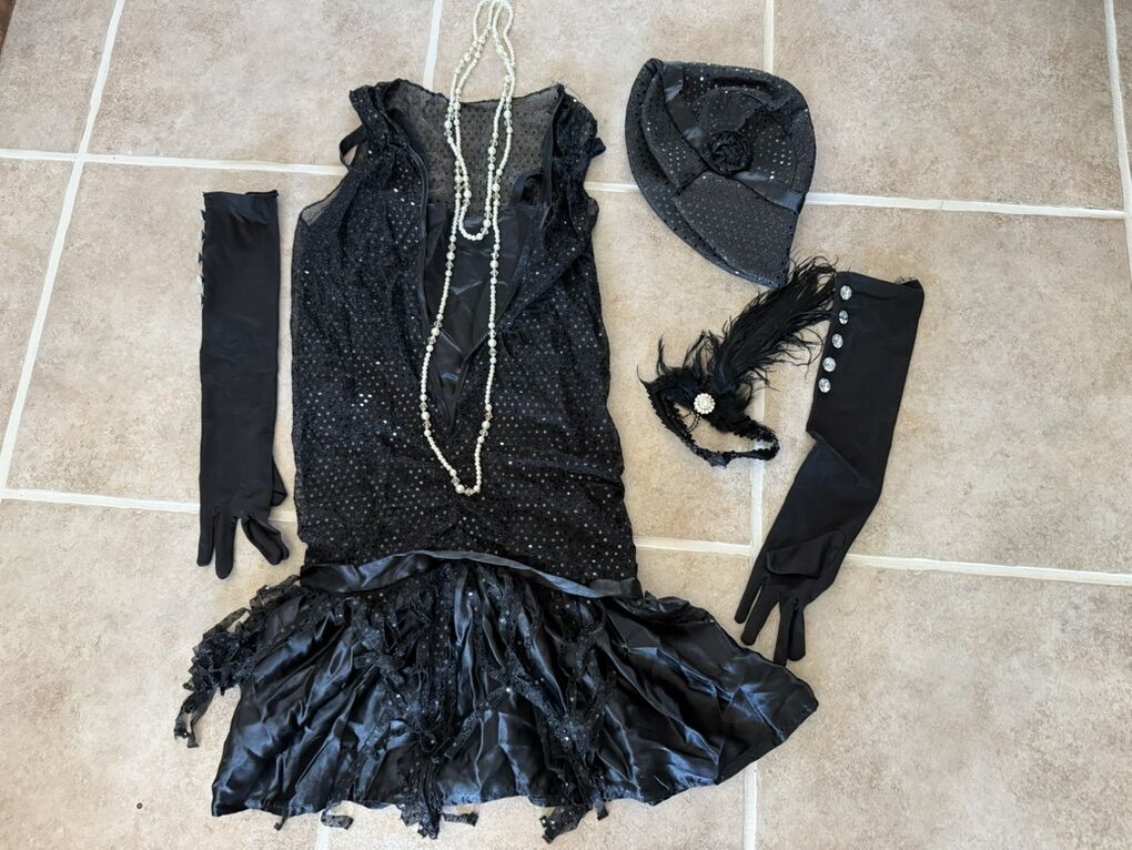 Costume Gatsby flapper girl ADULT sized M black