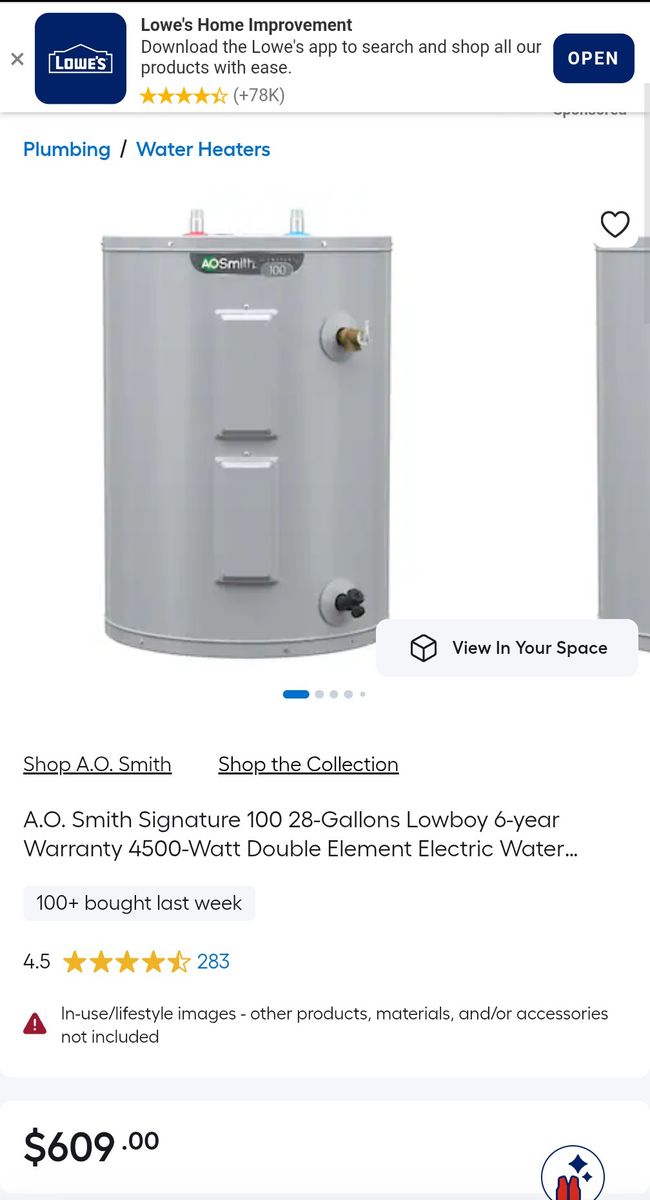 AO Smith electric water heater.