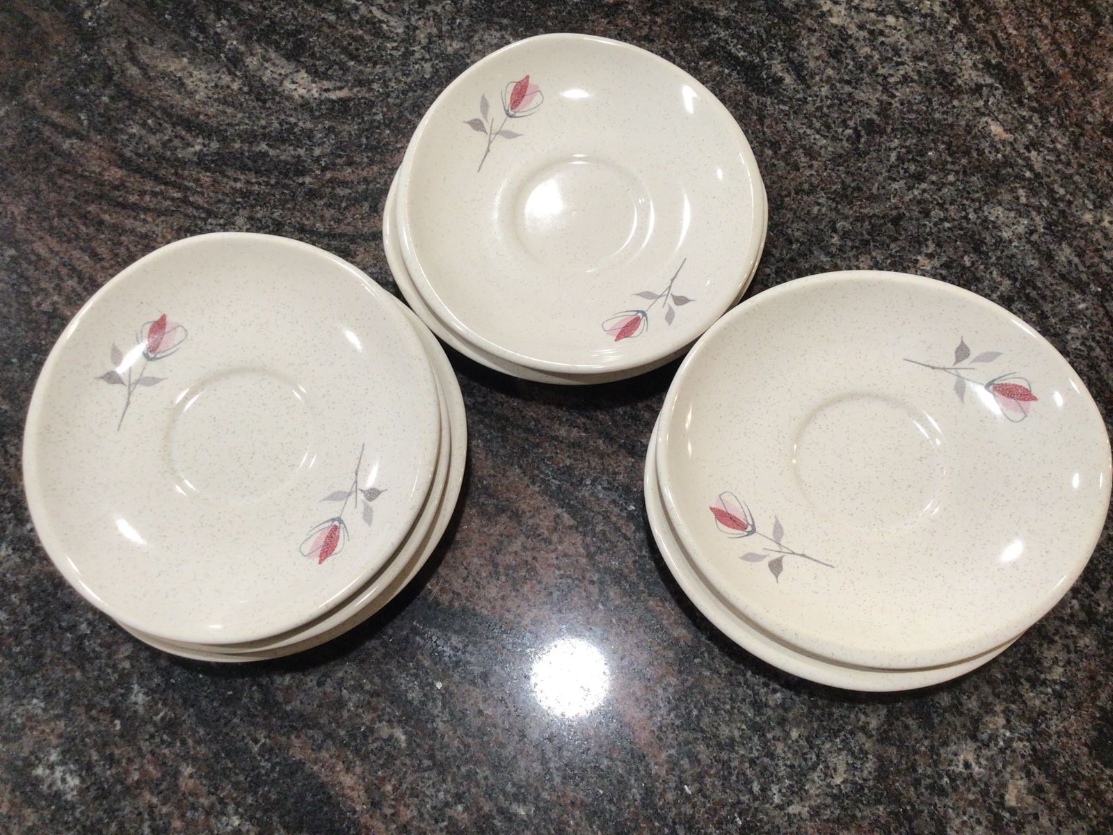 Franciscan Duet, 1950s 7 saucers, vintage earthenware retro