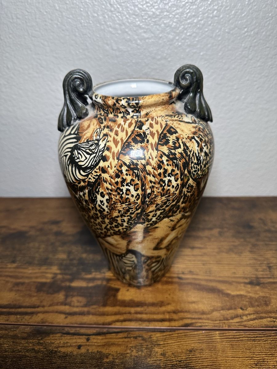Ceramic African Safari Patchwork Vase