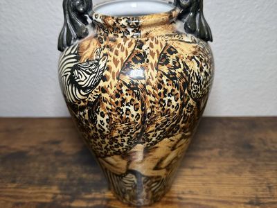 Ceramic African Safari Patchwork Vase