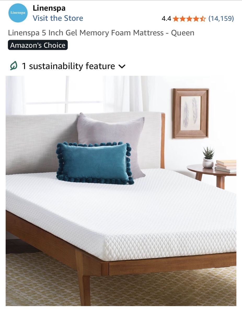 Linenspa 5 Inch Gel Memory Foam Mattress - Queen Size